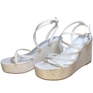 Wild Fable Beige Platform Heels Womens Size 8.5 Ankle Strap Block Heel